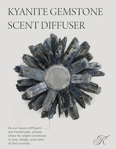 KALIFANO Luxury Glass and Kyanite Crystal Diffuser with Decorative Selenite Reeds - Premium Fragrance/Aroma Diffuser Bottle with Healing Effects (Essential Oils Not Included) - color: Kyanite