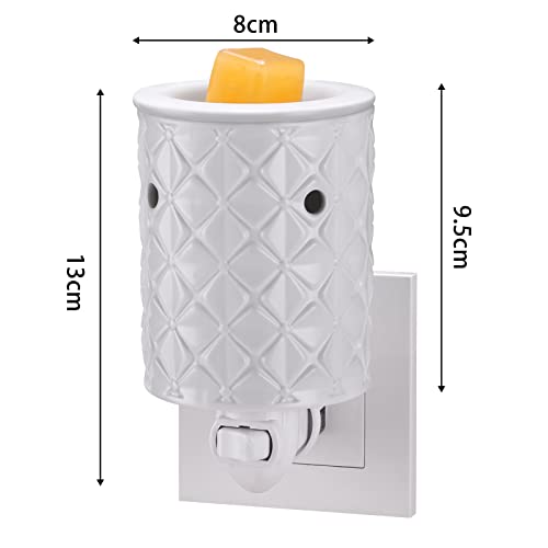 Ceramic Wax Melt Warmer, Plug in Wax Warmer for Scented Wax, Scentsy Wax Warmer for Fragrance Oil, Night Light Wax Burner Decoration with Two Bulbs