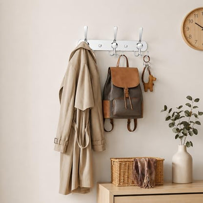 YUNISS Coat Rack Wall Mounted，3 Tri Stainless Steel Coat Hook for Coat Hat Robes Towel in Mudroom Entryway (Sliver, 1 Pack 3 Hook) - color: Sliver, size: 1 Pack 3 Hook