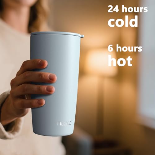 TILUCK 20 oz Insulated Coffee Tumbler with BPA-Free Lid | Travel Coffee Mug, Dishwasher Safe, Cup Holder Friendly, Double-Wall Vacuum Insulation for Hot & Cold Drinks,MatteLightBlue - color: Matte LightBlue, size: 20 Ounces