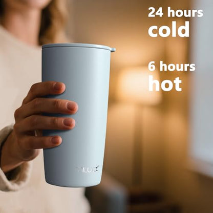 TILUCK 20 oz Insulated Coffee Tumbler with BPA-Free Lid | Travel Coffee Mug, Dishwasher Safe, Cup Holder Friendly, Double-Wall Vacuum Insulation for Hot & Cold Drinks,MatteLightBlue - color: Matte LightBlue, size: 20 Ounces