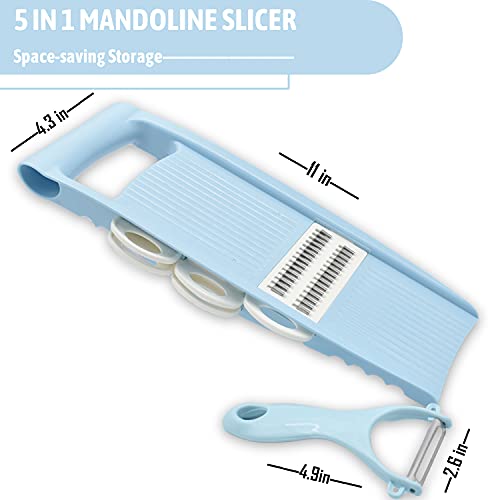 NACOLUS Handheld Mandoline Slicer for Kitchen, Vegetable Slicer Multi Blade Potato Chip, Veggie shredder, Vegetable Cutter, Julienne Shredder and peeler For Small Job In Kitchen Blue - color: Blue