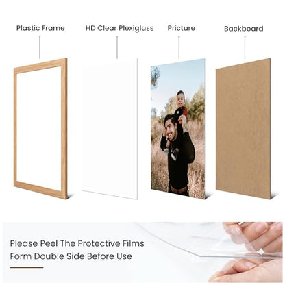 Heimlove Oak Wood Grain Collage Picture Frames Set of 12,Two 8x10,Two 6x8,Four 5x7,Four 4x6 Photo Frames,Gallery Wall Frame Set for Wall Mount or Tabletop Display - color: OAK WOOD GRAIN