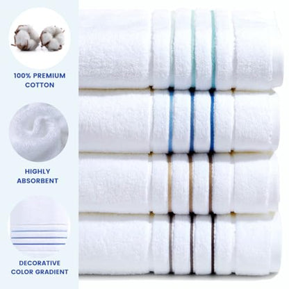 Bath Towels Set for Bathroom – Luxury 6-Piece Cotton Towels, Soft Absorbent & Quick Dry, 600 GSM Bath Towels for Bathroom, Hotel Spa Quality (White/Charcoal, 6- Bath Towel Set) - color: White/Charcoal
