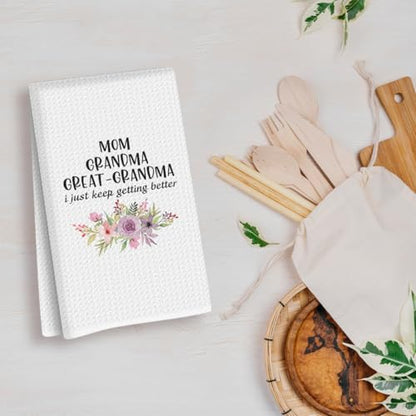 Great Grandma Dish Towels - Great Grandma Gifts Waffle Weave Kitchen Towels | Grandma Hand Towel, Grandma Tea Towel, Grandma Gifts from Grandson Granddaughter Reusable Waffle Weave Microfiber Absorbent - color: Great Grandma