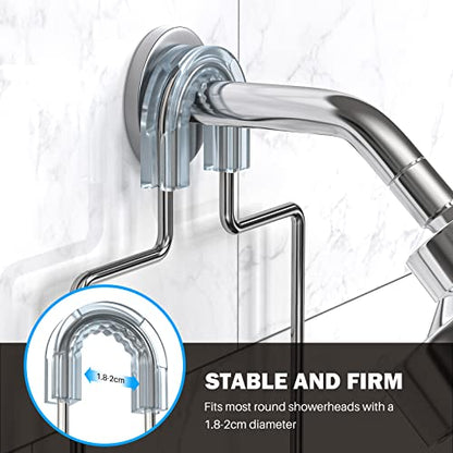 Epicano Shower Caddy Hanging Over Head, Chrome,Stainless Steel | Rustproof,4 Hooks for Towels,Sponge and & Bathroom Accessories,Anti-Swing Suction Cups & Adhesive hooks - color: Silver