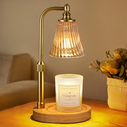 Amber Candle Warmer Lamp with Timer Dimmable,Birthday Gifts for Women Mom,Adjustable Height Wax Melt Warmer for Jar Candles,House Warming Gifts New Home,Ideal for Office,Dorm,Bedroom Home Decor - color: Amber