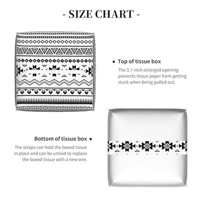 Boho Black White Geometric Tissue Box Cover Square,Abstract Tribal Symbol Tissue Box Holder Waterproof Leather Facial Paper Organizer Dispenser for Bathroom Home Car Nightstand Vanity Desk - color: Color-7