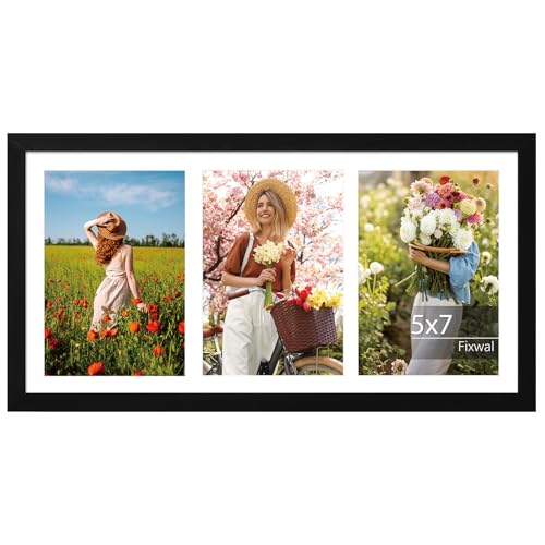 Fixwal 8x16 Collage Picture Frame, Holds Three 5x7 Photos, PVC | Shatter Resistant Plastic Cover, Wall or Tabletop Decor - size: 8x16（3-5x7）
