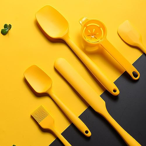 11pcs/set Yellow Silicone Spatulas Set, Rubber Nonstick Baking Utensils Set Kitchen Gadgets Tools Set, Seamless One Pieces Design for Cooking, Baking and Mixing. - color: Yellow Baking Utensils Set