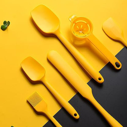 11pcs/set Yellow Silicone Spatulas Set, Rubber Nonstick Baking Utensils Set Kitchen Gadgets Tools Set, Seamless One Pieces Design for Cooking, Baking and Mixing. - color: Yellow Baking Utensils Set