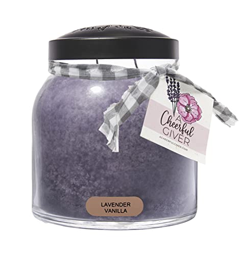 A Cheerful Giver — Lavender Vanilla - 34oz Papa Scented Candle Jar with Lid - Keepers of the Light - 155 Hours of Burn Time, Gift Candle, Violet - size: 34 oz