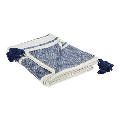 DII New Traditional, 2-Tone Chevron Stripe Throw, 50x60, Navy - color: Navy