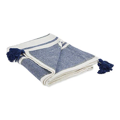 DII New Traditional, 2-Tone Chevron Stripe Throw, 50x60, Navy - color: Navy