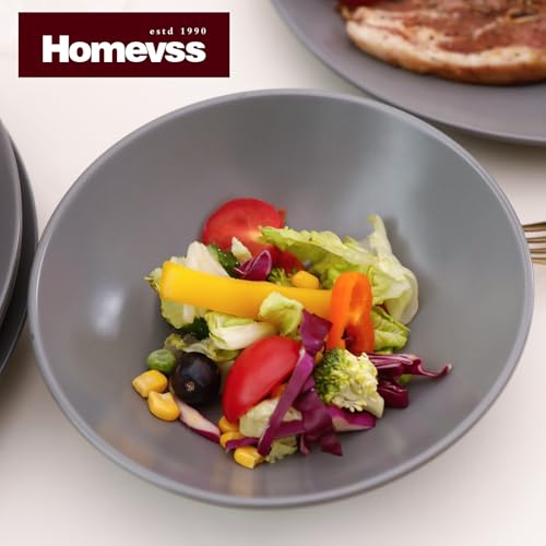 Stoneware Two-Tone Colors Life 16pc Dinner Set, Outside Shiny Black + Insdie Matte Glaze Light Grey - color: Light Grey, size: 16pc Set