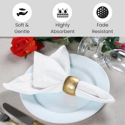 Cloth Dinner Napkins 100% Cotton Set of 6 - Soft Durable Washable - Ideal for Farmhouse Parties Wedding Christmas Easter - Perfect Everyday Use Table Cloth Napkins 18x18 inch White - color: White