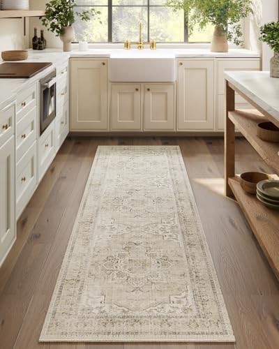 Machine Washable Runners Rug for Hallway: 2'6"x8' Kitchen Runner Rugs with Rubber Backing Non Slip Low Pile Soft Faux Wool Boho Floor Rug Carpet Runners for Hallways Entryway Bedroom Kitchen Farmhouse - color: Beige White and Black, size: 2'6"x8'(Rectangu