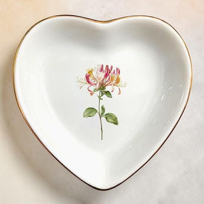 Birth Month Flower Ring Jewelry Dish Tray-Floral Ring Holder for Hippie,Nature,Pace-Birthday Gifts for Mom,Mother-in-law,Step Mom,Aunt,Grandma,Sister,Friends (6 - June (Honeysuckle)) - style: 6 - June (Honeysuckle)