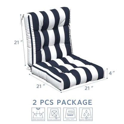 LVTXIII Outdoor Tufted Low Back Cushions Set of 2 Patio Seasonal Replacement Rocking Chair Cushion with Ties, Solid Seat and Back Chair Cushion, 42 L x 21W, Cabana Navy - color: Cabana Navy, size: 42x21x4