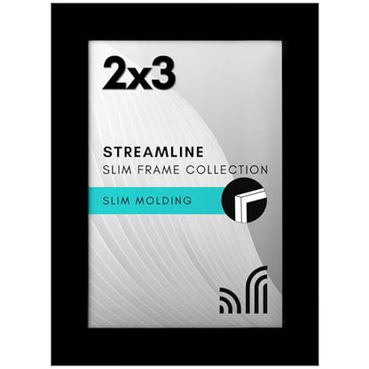 Americanflat 2x3 Picture Frame - Slim Molding - Black | Wall or tabletop display with included easel, secure turn-tab backing, fits photos, posters and art - color: Black, size: 2x3