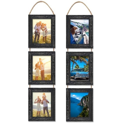 5x7 Wall Hanging Picture Frames Collage with 3 Opening Frames Black 2 Pack - color: Rustic Black, size: 5x7- 2 Pack