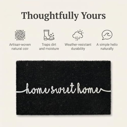 | Natural Coir Doormat | Home Sweet Home Design | Bliss in Black - 17x30 - color: Bliss in Black2