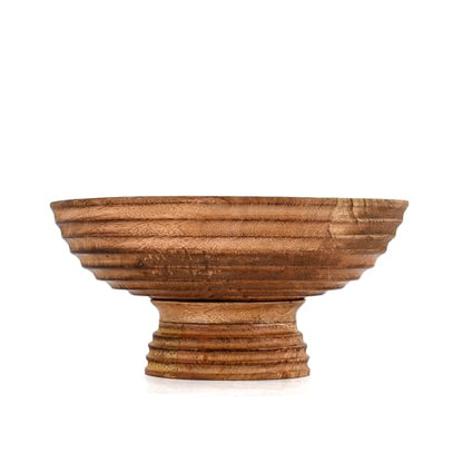 Decorative Bowl Mango Wood Footed Bowl Round Shaped For Fruit,Dessert Platter Tray Centerpieces Home Party (10" X 10'' X 4.75")