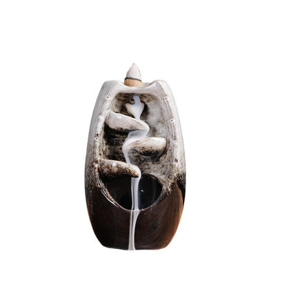 Backflow Incense Burner Ceramic Backflow Incense Burner Aromatherapy Burner Home Incense Burner Ornaments Home Incense Cone Incense Burner Aromatherapy Ornament Incense Waterfall(F) - color: F