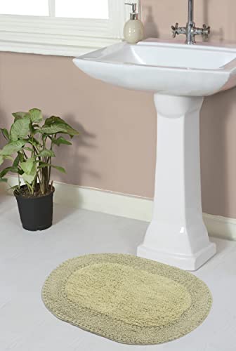Home Weavers Double Ruffle Collection 100% Cotton Bathroom Rugs Set, Washable Rug, Extra Soft and Absorbent Bath Rug, Kitchen Mat, Bath Mat Set, Bath Floor Mat Non Slip, 17"x24" Rectangle, Sage - color: Sage, size: 1'5" x 2' (Oval)