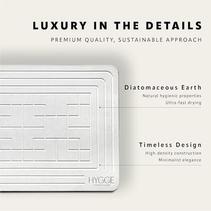 Diatomaceous Earth Stone Bath Mat - Ivory Tile | Modern Fast Dry Bathroom Floor Shower Mat, Quick Drying Premium Luxury Diatomite Spa Stone Gift, Non-Slip Base, 23.6" x 15.4" - color: Ivory Tile