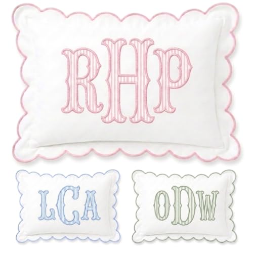 Monogram Pillow Cover, Custom Embroidered Pillow Covers, Personalized Initials Name Pillowcase, Stripes Monogrammed Baby Pillows, Couch Bed Room Pillow Gifts for Kids Boy Girls, Nursery Decoration - color: 10