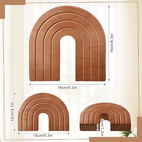 DoubleFill Set of 2 Wooden Arch Decor Boho Wood Rainbow Arch Decorative Objects Modern Shelf Decor Aesthetic for Table Shelf Mantel Living Room Decor