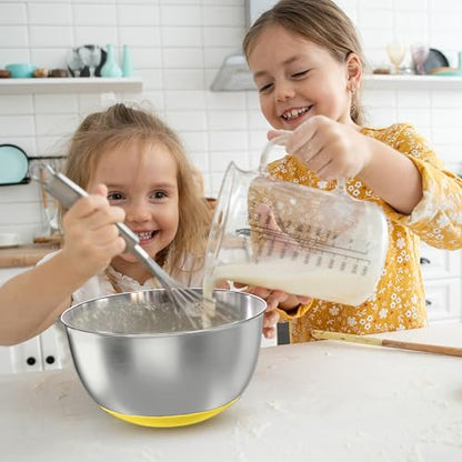 KITEISCAT Stainless Steel Mixing Bowls with Lids – Set of 5 Large Nesting Metal Bowls for Kitchen, Baking, Cooking, Food Prep & Storage, Non-Slip Base, Dishwasher Safe,Yellow - color: Yellow
