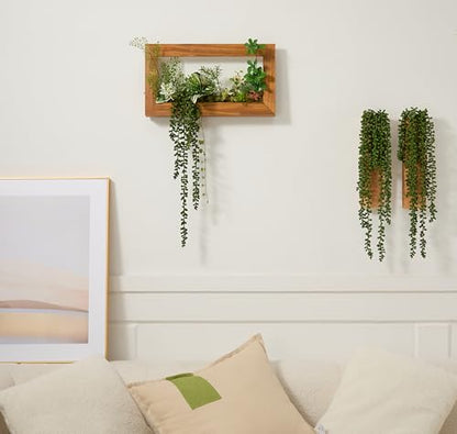6 Pcs Succulents Plants Artificial Hanging Plants | String of Pearls Faux Greenery,Fake Succulents Hanging Plant for Home Backdrop Garden Indoor/Outdoor Wall Decor