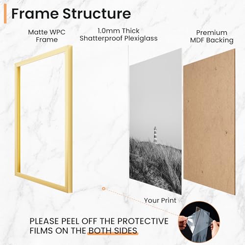 5x7 inch Picture Frame, 5x7 Photo Frames with 4x6 Removable Mat - High Definition Plexiglass - Vertical and Horizontal Display - Wall Hanging Frame - Gold, 12 Pack - color: Gold, size: 5x7, 12P