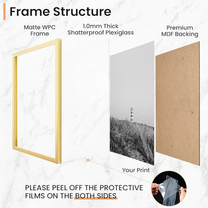 5x7 inch Picture Frame, 5x7 Photo Frames with 4x6 Removable Mat - High Definition Plexiglass - Vertical and Horizontal Display - Wall Hanging Frame - Gold, 12 Pack - color: Gold, size: 5x7, 12P