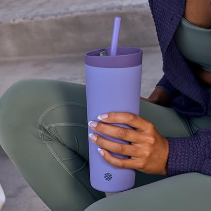 BlenderBottle Tumbler 2-in-1 Stainless Steel Shaker Bottle 24 oz, Moon Mist | Leak-Proof with Straw Removed | Blenderball Whisk Technology | Sip or Chug Spout | Protein | Greens | Hydration - color: Moon Mist, size: 24 Ounces