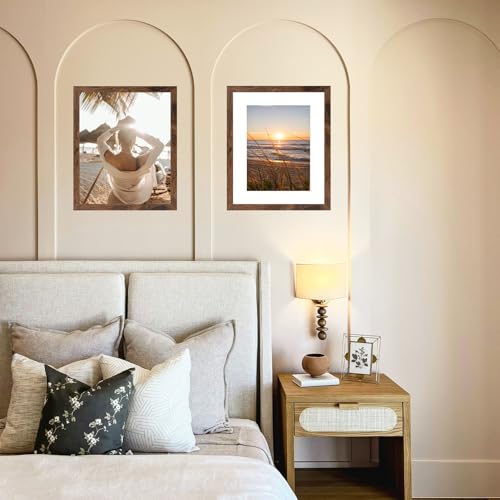11x14 Picture Frame with 8x10 Mat Deep Brown, Display 8x10 with Mat or 11x14 Without Mat, Wood 11 by 14 Photo Frame, 11 x 14 Frame for Wall Hanging Display, Deep Brown, 3 Pack - size: 11x14 inch