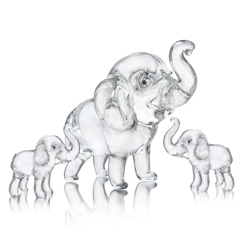 3Pcs Crystal Elephant Figurines Collectible Lucky Glass Animals Paperweight | K9 Crystal,Whimsical Home Decor,Elephant Statue Table Centerpiece,Birthday Gift For Women Mom,Delta Sigma Theta,Christmas - style: Elephant-3pcs