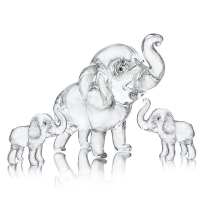 3Pcs Crystal Elephant Figurines Collectible Lucky Glass Animals Paperweight | K9 Crystal,Whimsical Home Decor,Elephant Statue Table Centerpiece,Birthday Gift For Women Mom,Delta Sigma Theta,Christmas - style: Elephant-3pcs