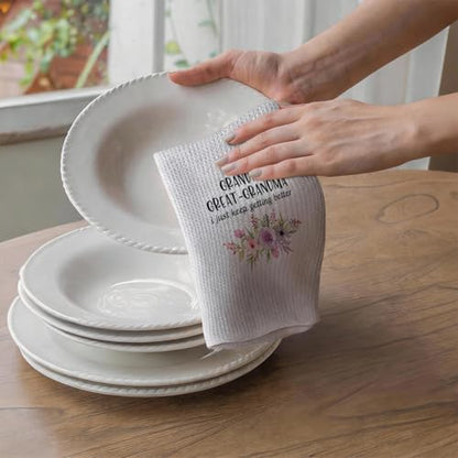Great Grandma Dish Towels - Great Grandma Gifts Waffle Weave Kitchen Towels | Grandma Hand Towel, Grandma Tea Towel, Grandma Gifts from Grandson Granddaughter Reusable Waffle Weave Microfiber Absorbent - color: Great Grandma