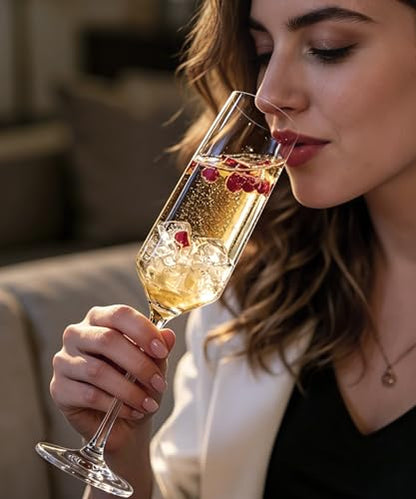 OJA Champagne Flutes, Crystal Champagne Glasses Set of 8, 7oz, Elegant | For Prosecco,Sparkling Wine, Mimosa, Ideal for Weddings, Birthday, Christmas - color: 7oz (8count)