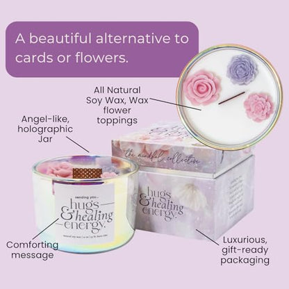 Sympathy Gifts for Loss of Loved One – Hugs and Healing Energy Sympathy Candle, 12oz Crackling Wood Wick Candle with Natural Soy Wax, Memorial & Grief Gift, Get Well Soon Gift - style: Hugs & Healing Energy Sympathy Candle