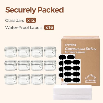 ComSaf Small Glass Spice Jars with Airtight Lids 4 oz 12 Pack Mason Pantry | Seasoning herbs powders, Salt pepper chili, Spice rack cabinet organization, Wedding favors, DIY crafts - size: 4oz*12