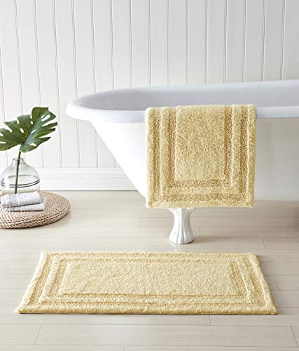 Tommy Bahama - 2-Piece Bath Rug Set, 100% Cotton Highly Absorbent Bath Mat, Coastal Design, Dorm Room Essentials, Yellow - color: Yellow, size: 17 x 24 inches, 21 x 34 inches