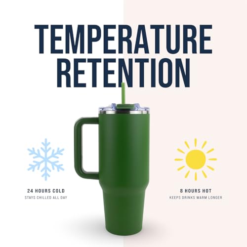 Hogg Big Swig 40oz Tumbler with Handle and Straw - Hunter Green, 40 oz Tumbler, Insulated Cup with Handle, 40oz Water Bottle with Straw, Thermal Cups, Leak Proof Lid, Travel Mugs, Stainless Steel - color: Hunter Green
