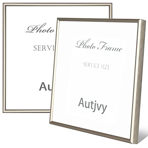 4x4 Champagne Picture Frames 2 Pack HD Glass Table Wall | Premium brushed champagne aluminum, soft velvet backing, sturdy easel & metal hooks, ideal for square photo decor gifts - color: Champagne, size: 4x4