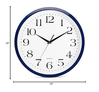 Bernhard Products Navy Wall Clock Silent Non Ticking - 12 Inch Quality Quartz Battery Operated Round Easy to Read Home/Kitchen/Office/Classroom/School Clock - color: Navy, size: 12 Inch