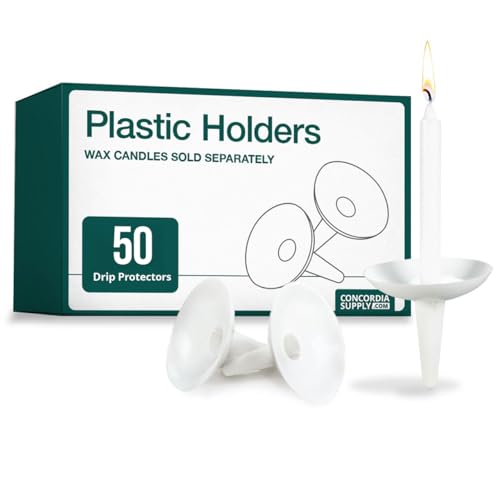 Plastic Candle Holder Drip Protector (Pack of 50) | Reusable Plastic Holders, Wax Catcher, Candlesticks, Candlelight Service Vigil, Memorial, Congregational, Baptism, Christmas - size: Pack of 50