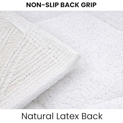 C23 20"x32" 100% Cotton Washable Bath Mat - 210 GSF Non-Slip Rug, White - color: White